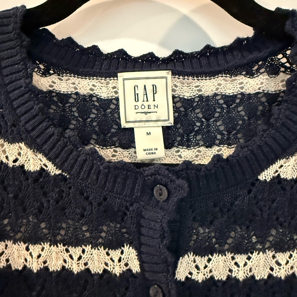 GAP X Doen striped linen cardigan size M - Picture 6 of 7